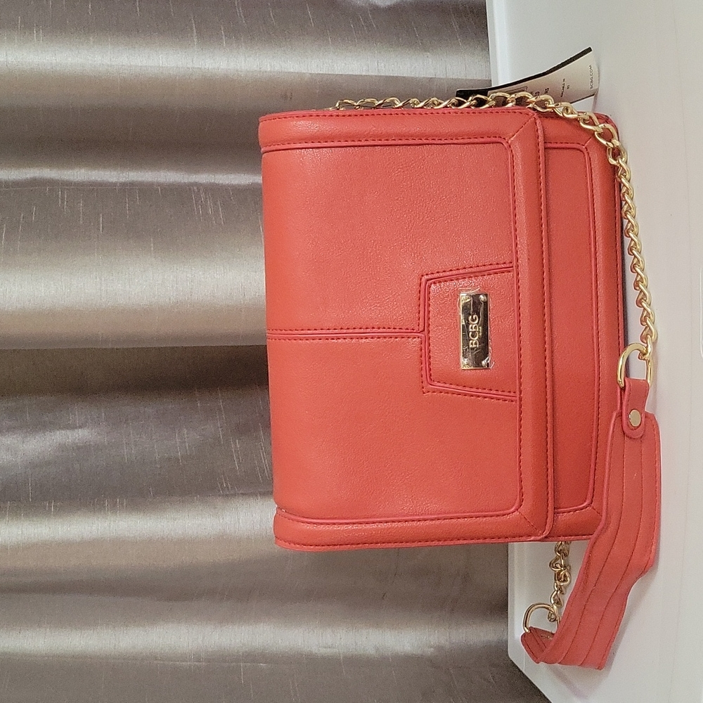 BCBG Red Crossbody Purse with gold strap